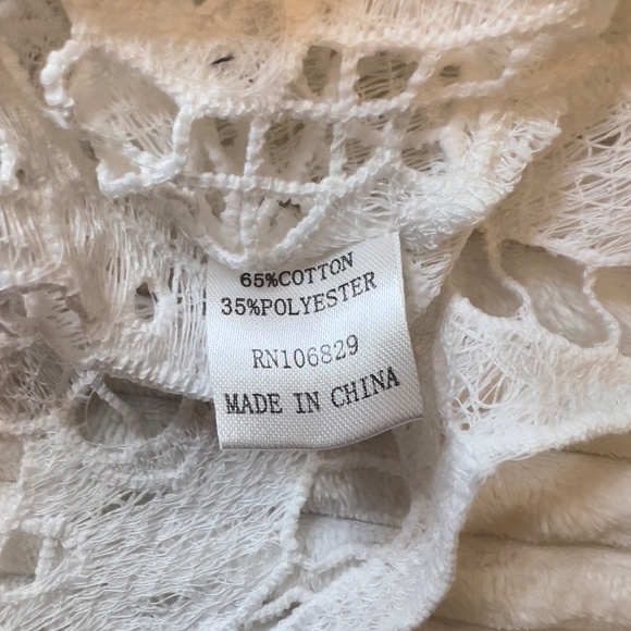 #A284 N BY NANCY Romantic White Puff Sleeve Crochet Lace Dress NWT L - Picture 5 of 8